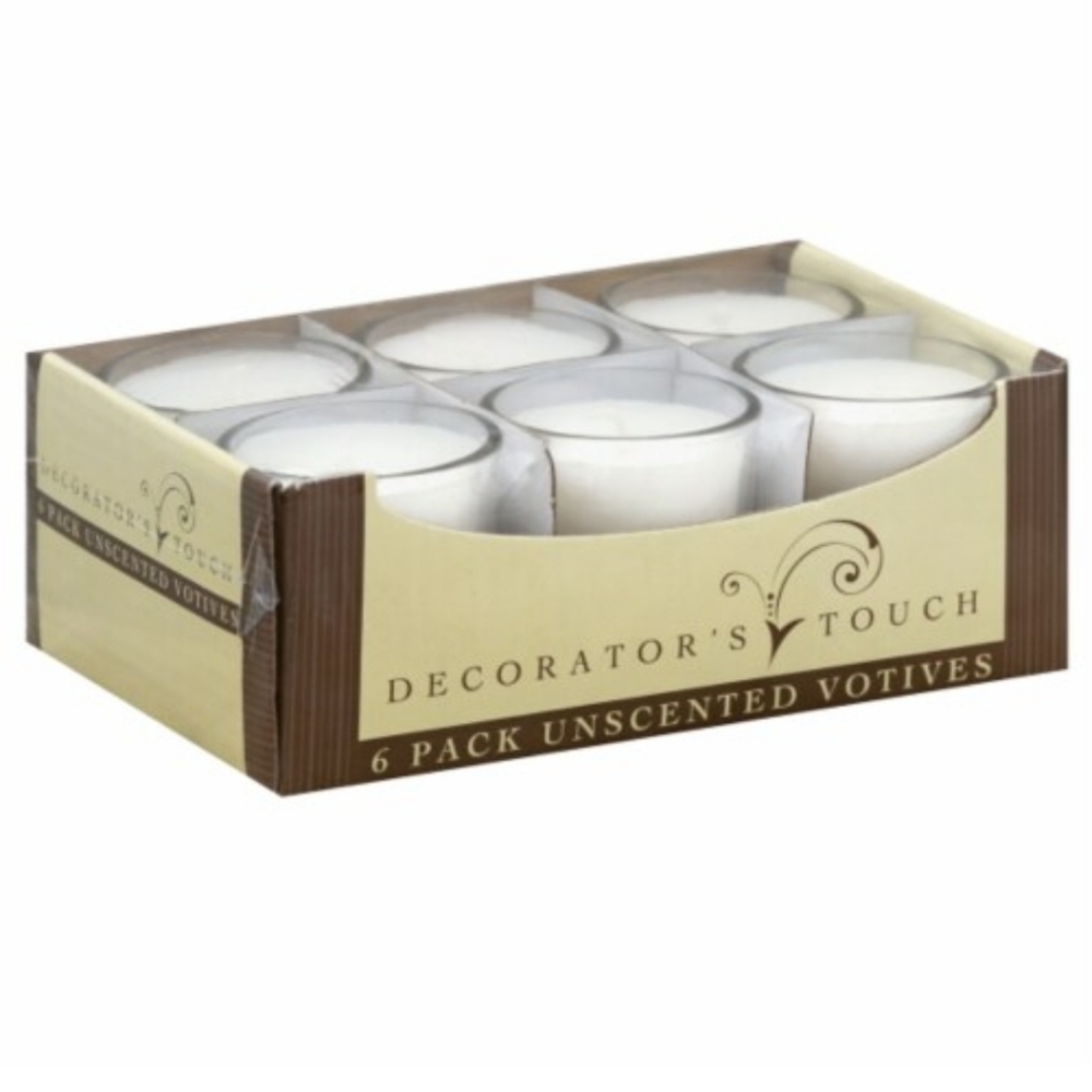 DECORATOR'S TOUCH 6 Pack Unscented Shotglass Votive Candles BNWT 1 LEFT